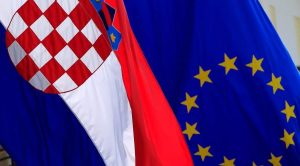 Drapeaux de la Croatie et de l'Europe